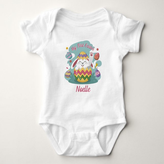 Min första Påsk | Bunny- och färgägg T Shirt (Framsida)