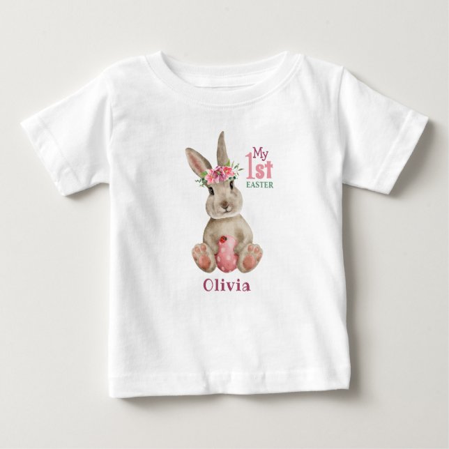 Min första Påsk - Bunny Rabbit och Pawardöme Egg T Shirt (Framsida)