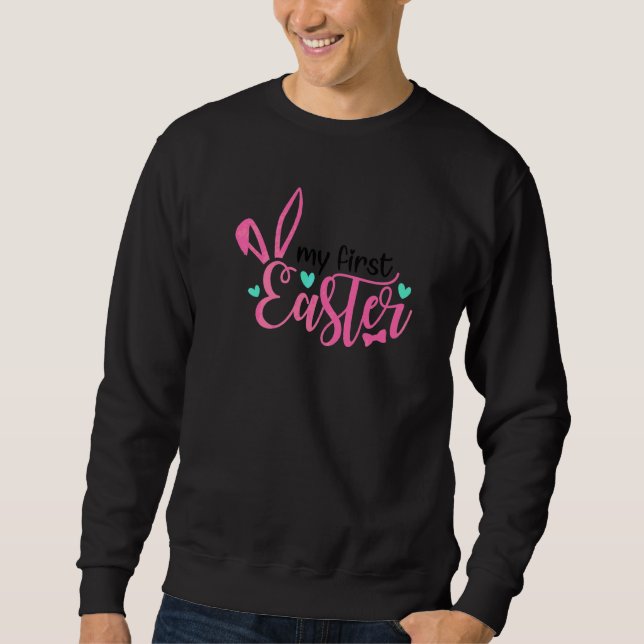Min första Påsk Cute Påskhare Eart Påsk Day Lång Ärmad Tröja (Framsida)