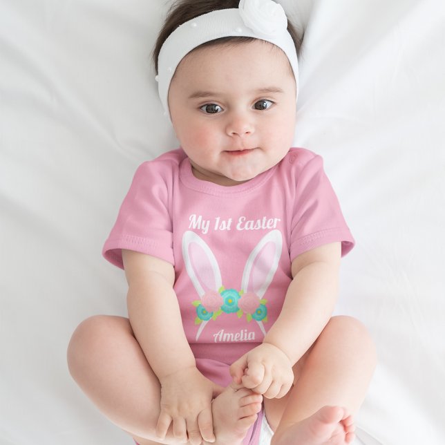 Min första Påsk Cute Rosa Bunny Öron Anpassningsba T Shirt (Skapare uppladdad)