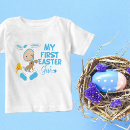 Min första Påsk Pojke Cute Blue Bunny T Shirt