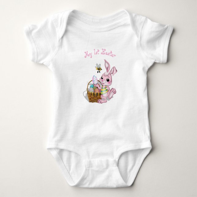 Min första Påsk Rosa Bunny Tee Shirt (Framsida)