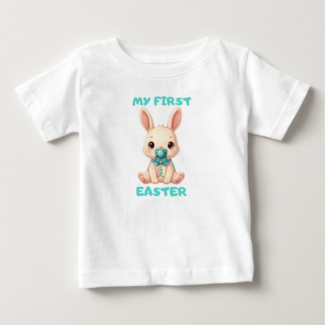 Min första påsk – Söt kanin bebis med napp T Shirt (Framsida)