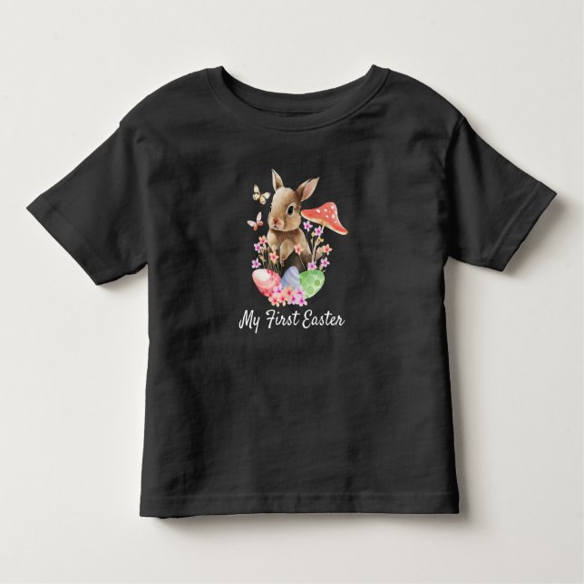 Min första Påsk Watercolor Bunny Småbarn T-shirt (Framsida)