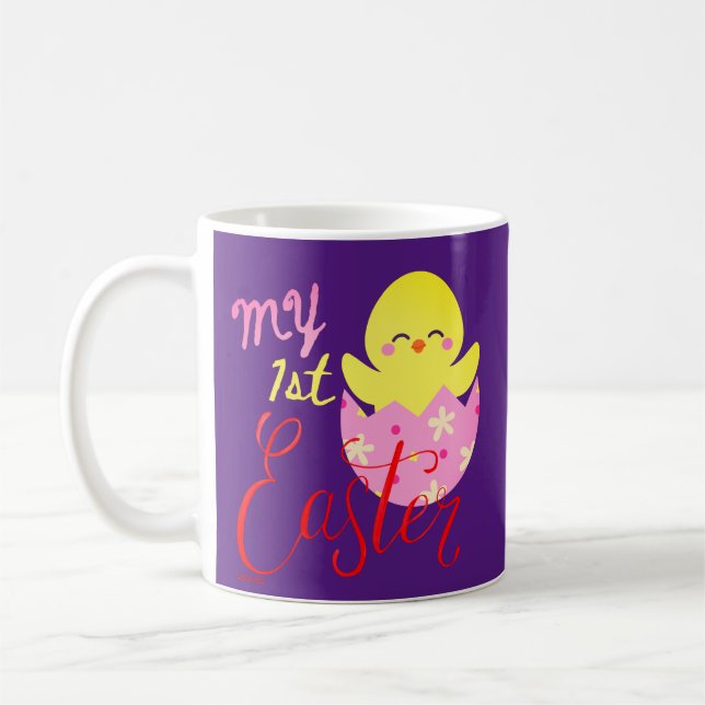 MIN FÖRSTA påskägg-chick för lustiga  i PÅSK Kaffemugg (Vänster)