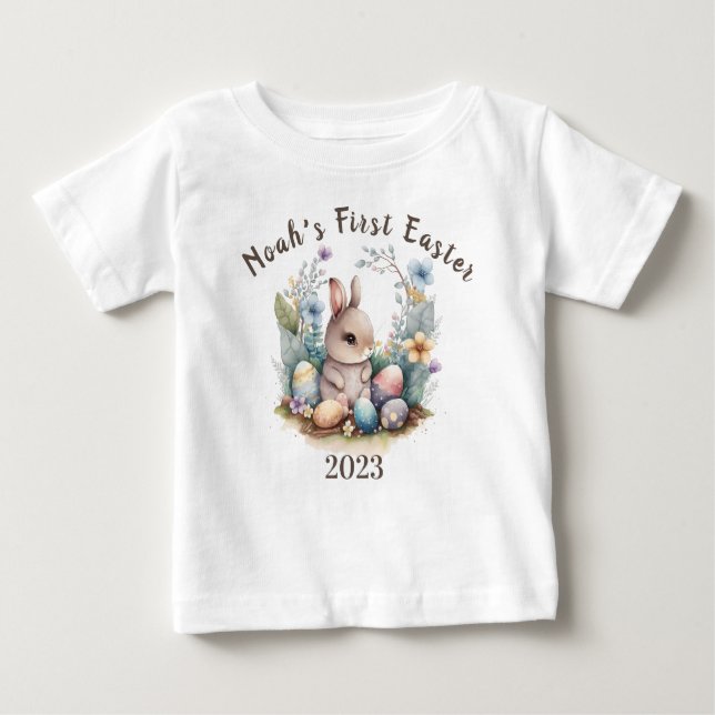 Min första Påskhare Gift Personilzesd Rabbitt söt T Shirt (Framsida)