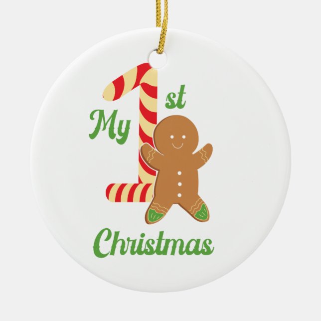 Min första Pepparkaksgubbe på en Julgransprydnad Keramik (Framsidan)
