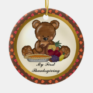 Min första prydnad för thanksgivingbjörnbaby julgransprydnad keramik