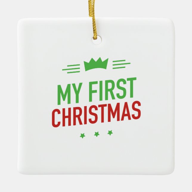 Min första prydnadsföremål i julklapp julgransprydnad keramik (Framsida)