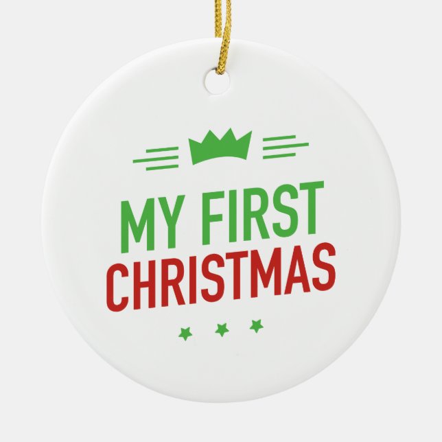 Min första prydnadsföremål i julklapp julgransprydnad keramik (Framsidan)