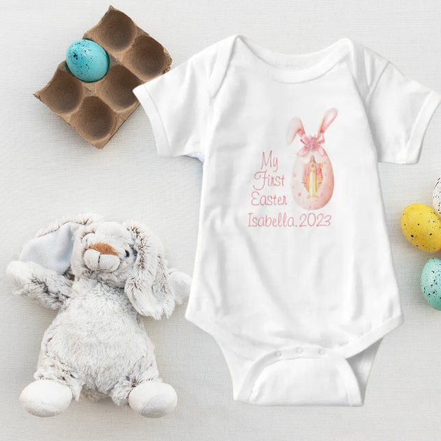 Min första Religiösa i Påsk Jesus Bunny Girl Egg T Shirt (Skapare uppladdad)