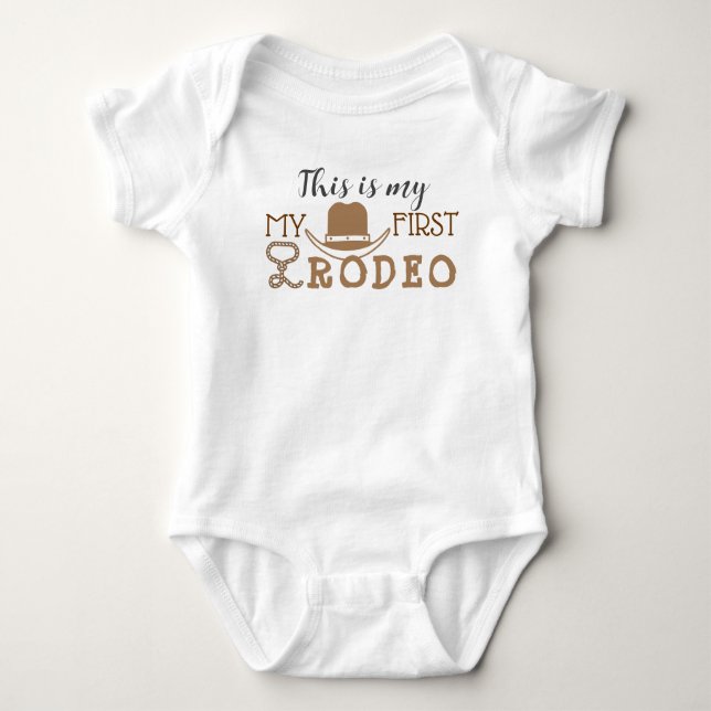Min första Rodeo Birthday Boy 1st Cowboy Western T Shirt (Framsida)