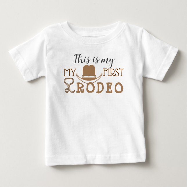 Min första Rodeo Birthday Boy 1st Cowboy Western T Shirt (Framsida)