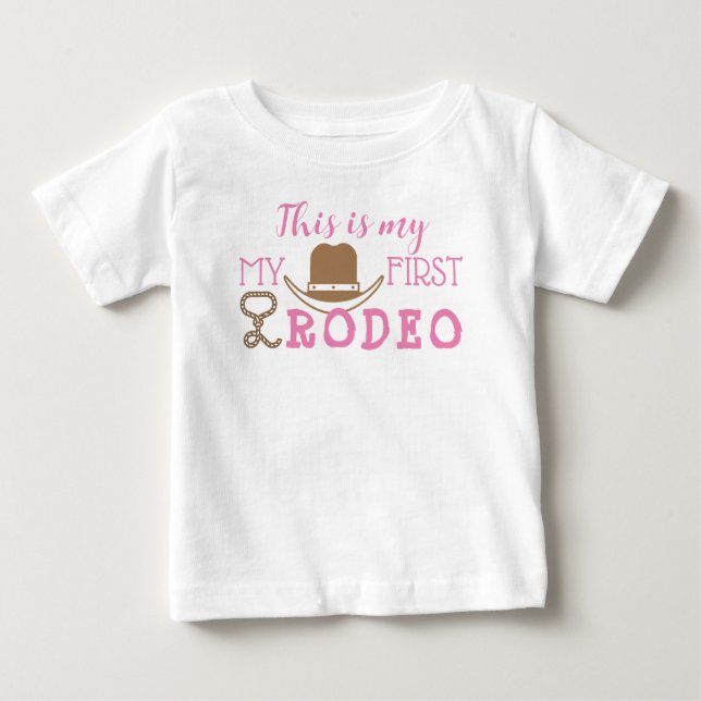 Min första rodeo Birthday Girl 1st Cowboy Western T Shirt (Framsida)