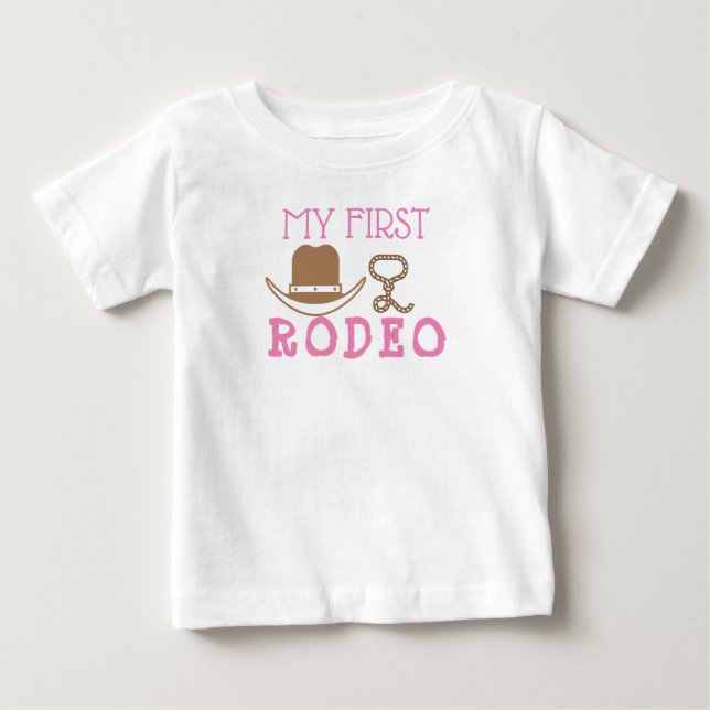 Min första rodeo Birthday Girl 1st Cowboy Western T Shirt (Framsida)