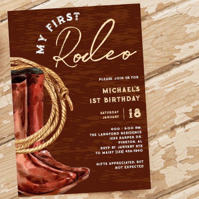 Min första Rodeo Cowboy 1:a Birthday Party Inbjudningar (Skapare uppladdad)