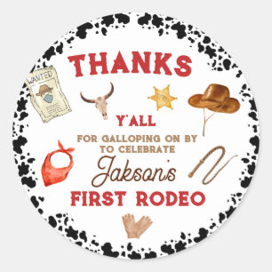 Min första Rodeo Cowboy 1:a födelsedag Runt Klistermärke
