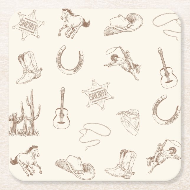 Min första Rodeo Cowboy Birthday-Neutralt Underlägg Papper Kvadrat (Framsidan)