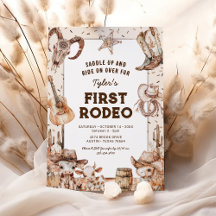 Min Första Rodeo Cowboy Födelsedagsinbjudan