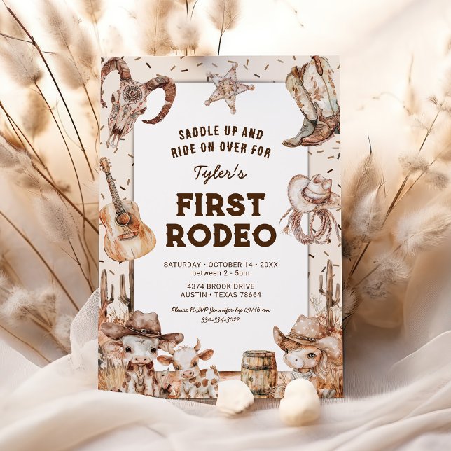 Min Första Rodeo Cowboy Födelsedagsinbjudan Inbjudningar (Skapare uppladdad)
