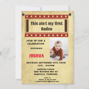 Min Första Rodeo Cowboy Foto Inbjudningar