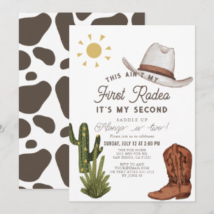 Min första Rodeo Cowboy Western andra födelsedagen Inbjudningar