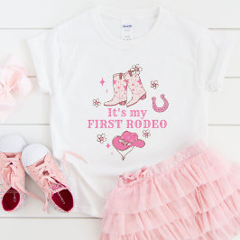 Min Första Rodeo Cowgirl 1-årsdag Western T Shirt