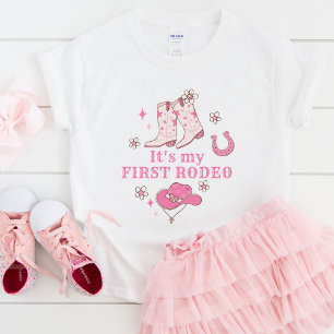 Min Första Rodeo Cowgirl 1-årsdag Western T Shirt