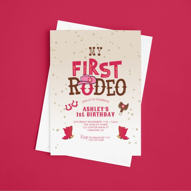 Min första Rodeo Cowgirl Cream 1:a födelsedagen Inbjudningar (Skapare uppladdad)