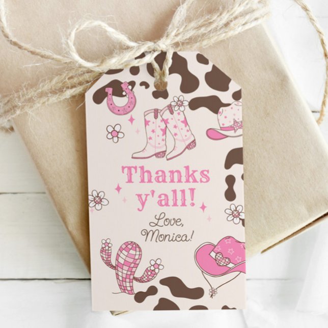 Min första Rodeo Cowgirl Tack för din födelsedag Presentetikett (Skapare uppladdad)