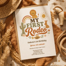 Min Första Rodeo Födelsedagsinbjudan 1-års Födelse