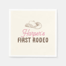 Min Första Rodeo Personlig Rosa Cowgirl Födelsedag Pappersservett