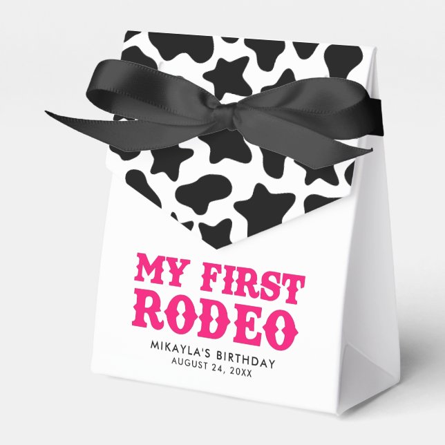 Min första Rodeo Rosa Cowgirl Birthday Presentaskar (Framsidan Sidan)