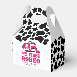Min första Rodeo Rosa Cowgirl Birthday Presentaskar