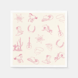 Min Första Rodeo Rosa Cowgirl Västerländsk Födelse Pappersservett