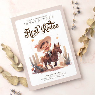 Min första Rodeo Vilda western Cowboy Birthday Inbjudningar