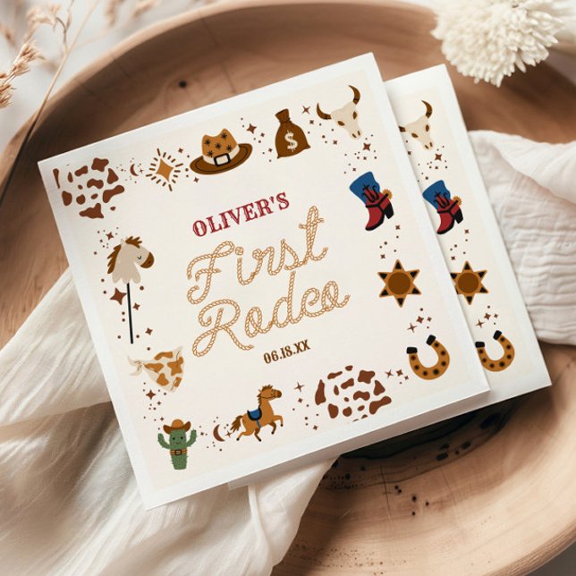 Min första rodeo Western Cowboy 1:a födelsedagen P Pappersservett (Skapare uppladdad)