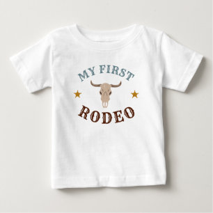 Min Första Rodeo Western Cowboy 1-årsdag Blå T Shirt