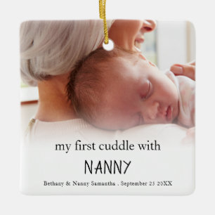 Min första röra med barnsfoto, nyfödd Baby Julgransprydnad Keramik