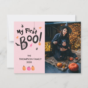 Min första Rosa Boo Halloween Baby Pastel Helgdag Julkort