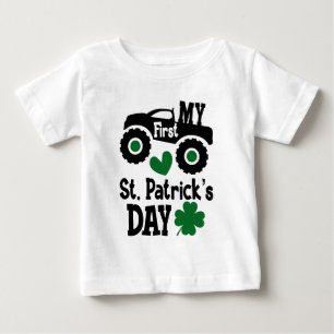 Min första St. Patrick-Day Monster Lastbil Baby T Shirt