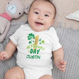 Min första St. Patrick-Day Shamrock Grönt Baby T Shirt