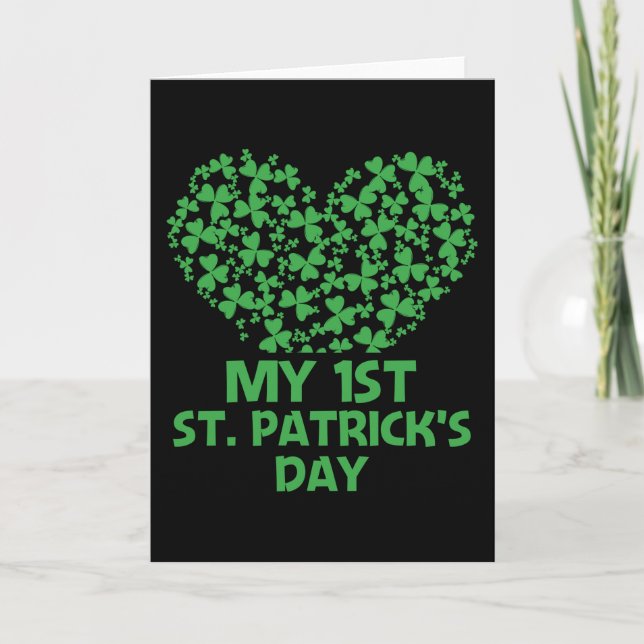 Min första St patrick's day Heart Shamrock Kort (Framsida)