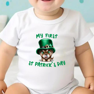 Min första St patrick's day Puppy Hund Leprechaun T Shirt