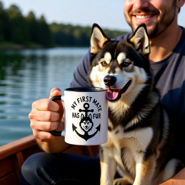 Min första styrmann har päls Husky hund nautiskt a Mugg (Skapare uppladdad)