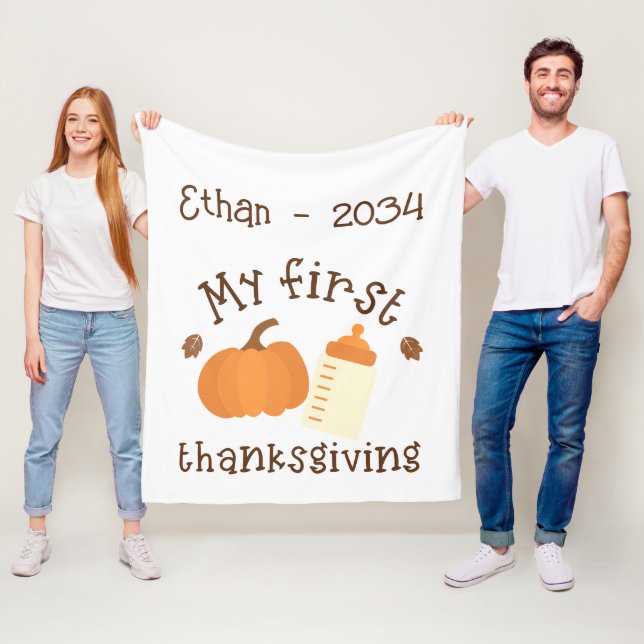 Min första Thanksgiving Baby - Personlig Keepsak Fleecefilt (På plats)