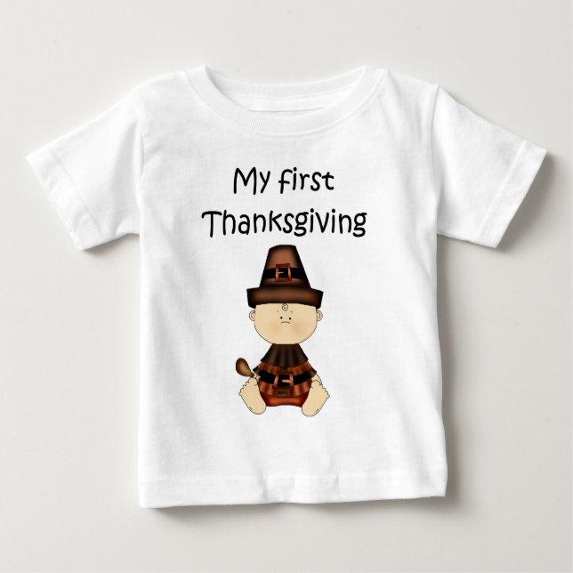 Min första Thanksgiving Boy #3 *Långärmad T-shirt* Tee (Framsida)