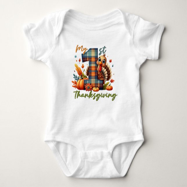 Min första Thanksgiving Cute Turkey Play T Shirt (Framsida)