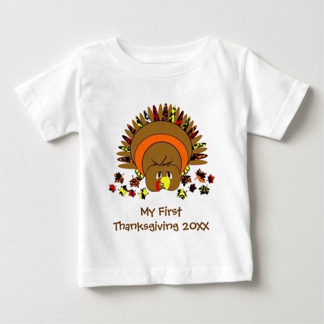 Min första Thanksgiving Cute Turkey T Shirt (Framsida)