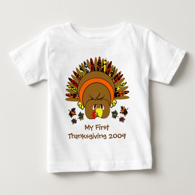 Min första Thanksgiving Cute Turkey T-shirt (Framsida)